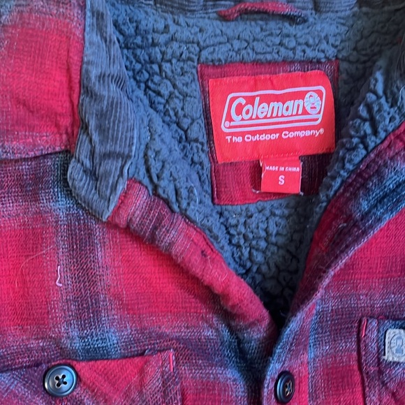 Coleman Men’s Fleece Lined Sherpa Flannel Button Down Shirt Jacket Medium - Picture 2 of 4